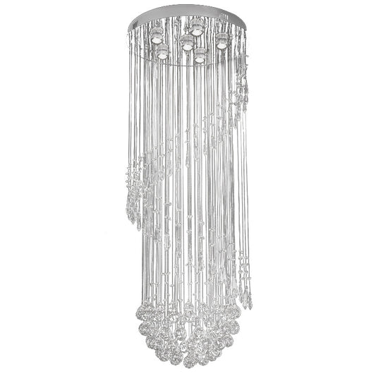 Duplex Staircase Long Rotating Spiral Crystal Chandelier