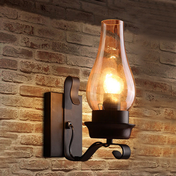 Retro industrial style wrought iron wall lamp