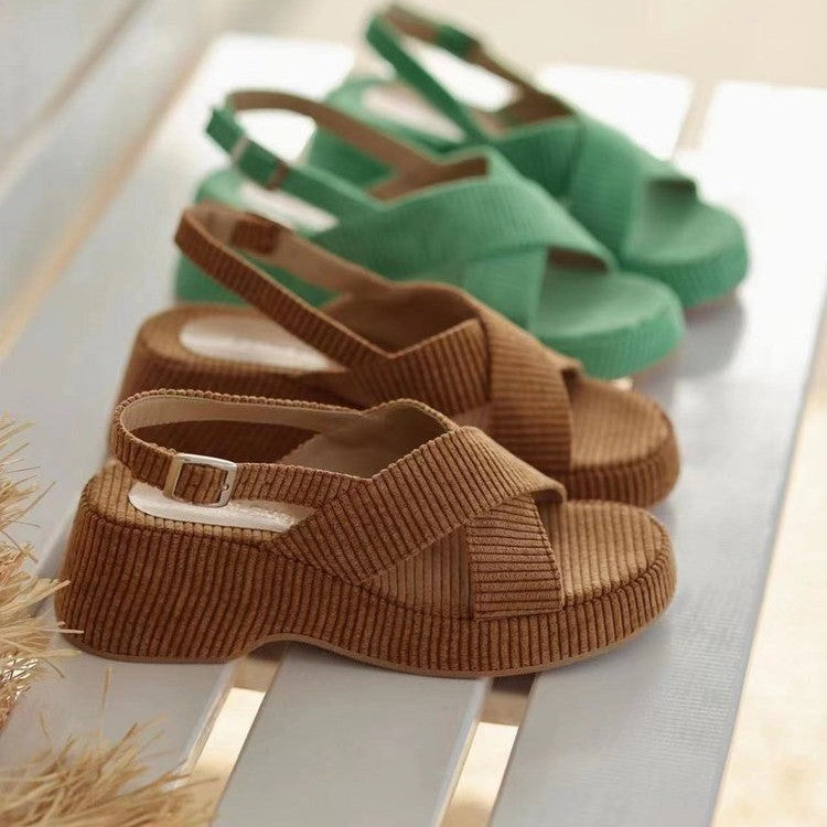 Lazy Suede Cross Strap Casual Fashion Open Toe Sandals For Women