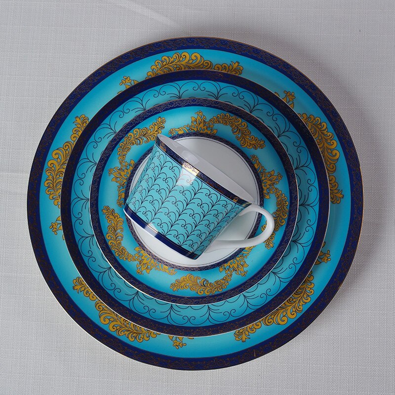 Blue Mediterranean Luxury Stoneware Dinnerware Set