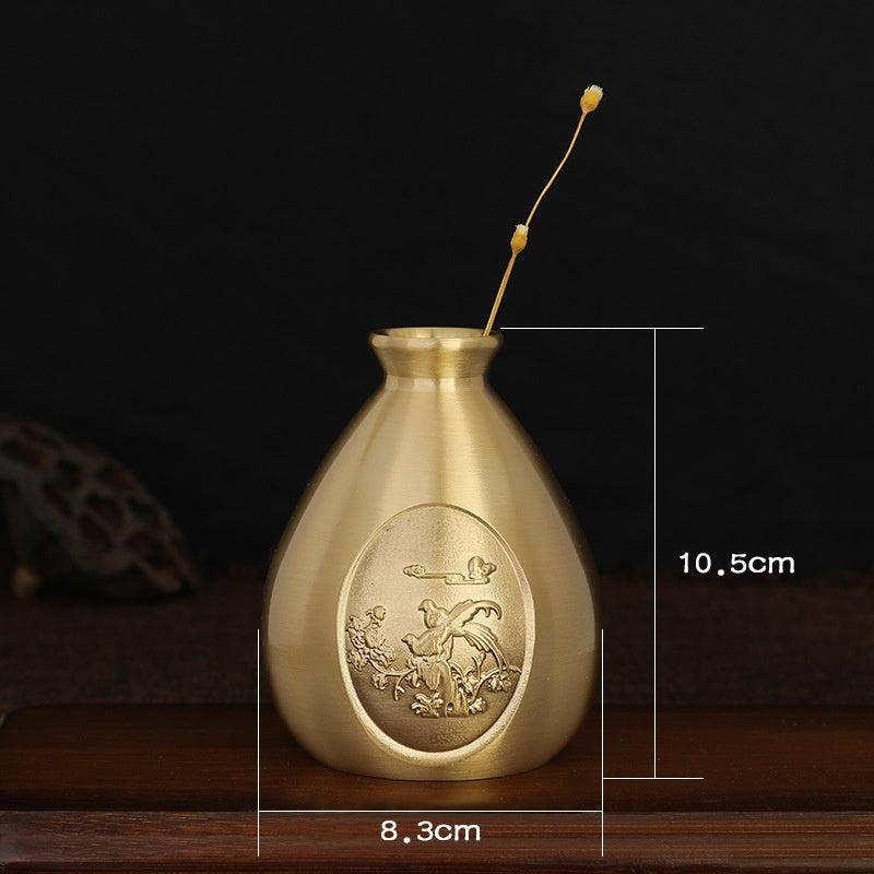 Pure Brass Vase Carving Decoration Mini