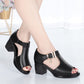 Mother Shoes Thick Heel Buckle Sandals Women