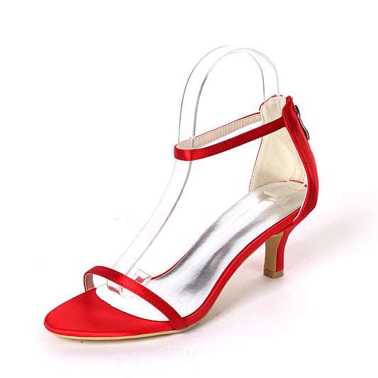 Satin-Colored Women S Shoes With One Strip Sandals