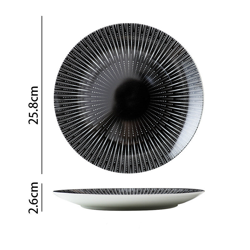 Contemporary Art Deco Style Black And White Ceramic Dinnerware Plates