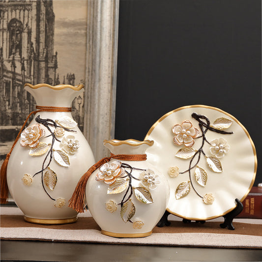 Three-piece European-style Ceramic Vase