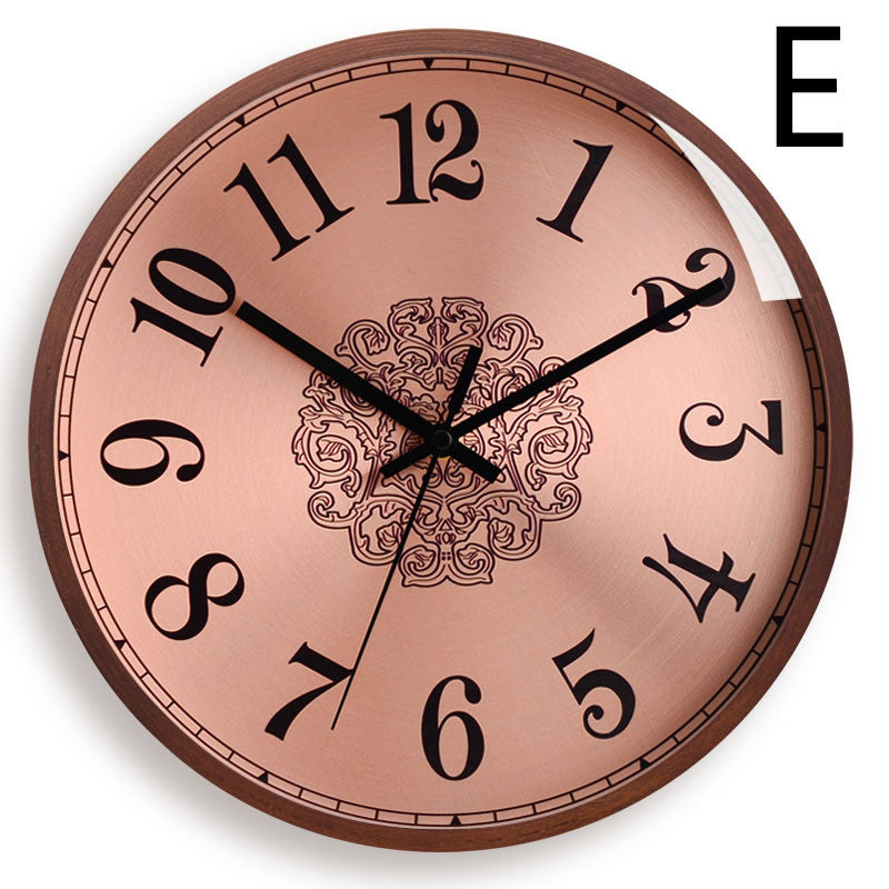 Solid Wood Antique Gold Vintage Wall Clock