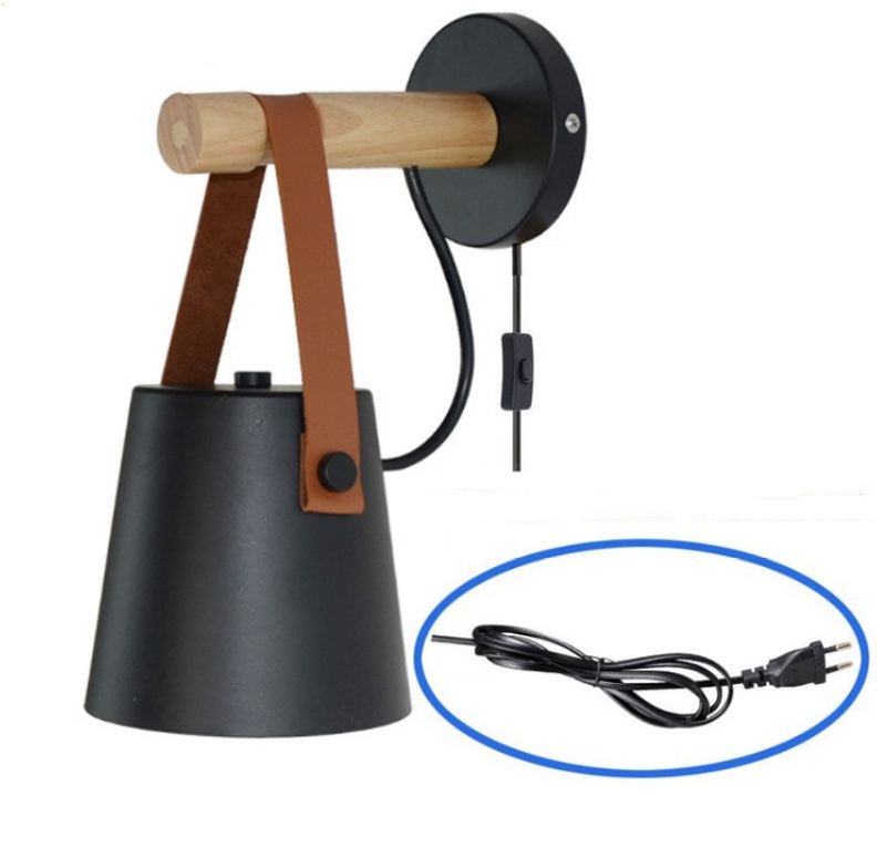 Bedroom Wooden Belt Iron Wall Lamp