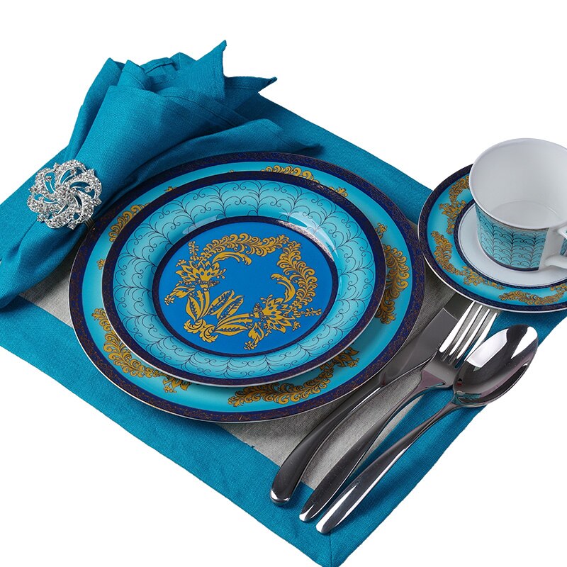 Blue Mediterranean Luxury Stoneware Dinnerware Set