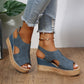 Peep Toe Sandals Women Wedge Heel Platform Buckle Shoes Summer