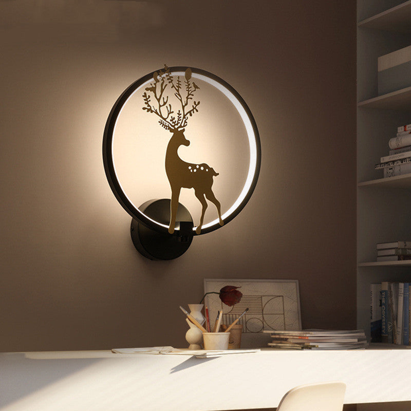 Bedroom Deer Head Shape Decorative Wall Lamp