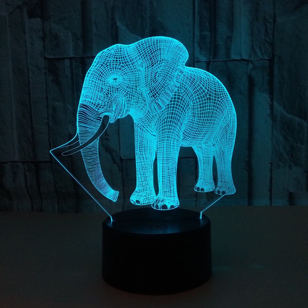 Elephant 3D Night Light Colorful Touch LED Visual Atmosphere Light