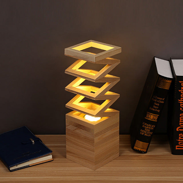 Creative solid wood table lamp