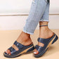 Double Buckle Slippers Women Flat Sandals Summer