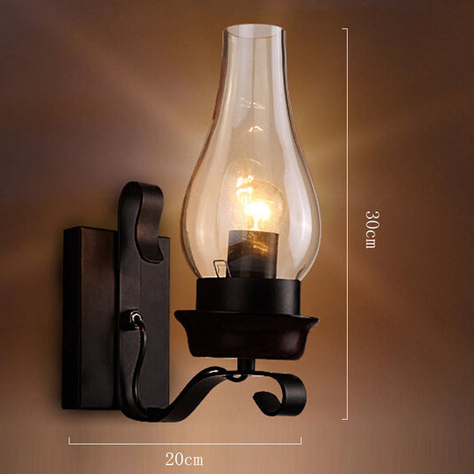 Retro industrial style wrought iron wall lamp