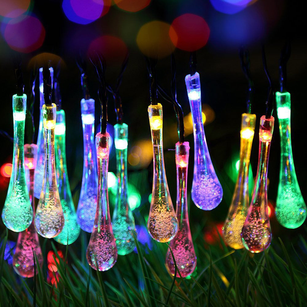 LED Outdoor Water Drops Solar Lamp String Lights LED Fairy Holiday Christmas Party Garland Garden Waterproof