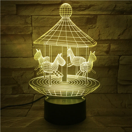 Carousel 3D night light intelligent remote control color change