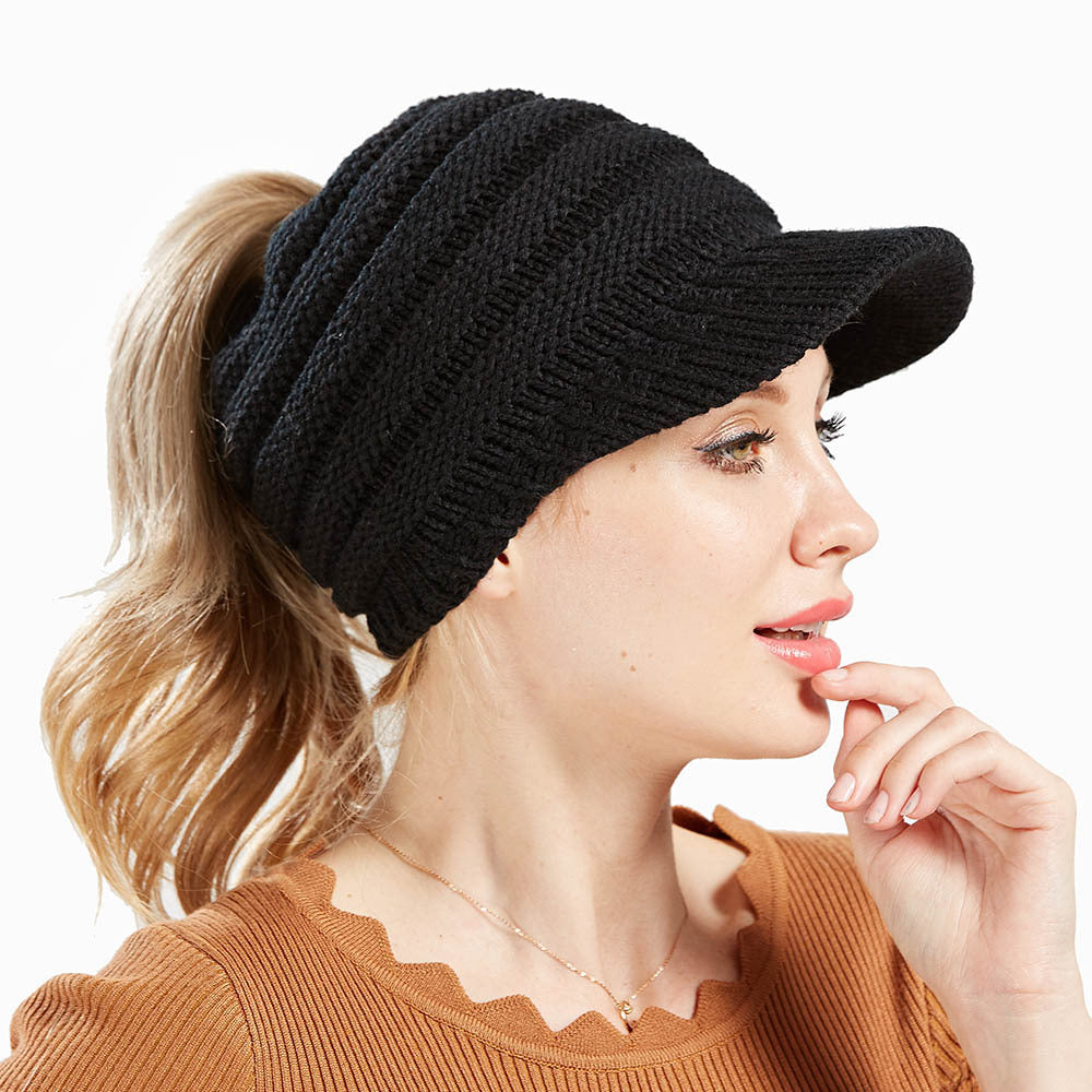 Women Ponytail Beanies Autumn Winter Hats Female Soft Knitting Caps Warm Ladies Skullies