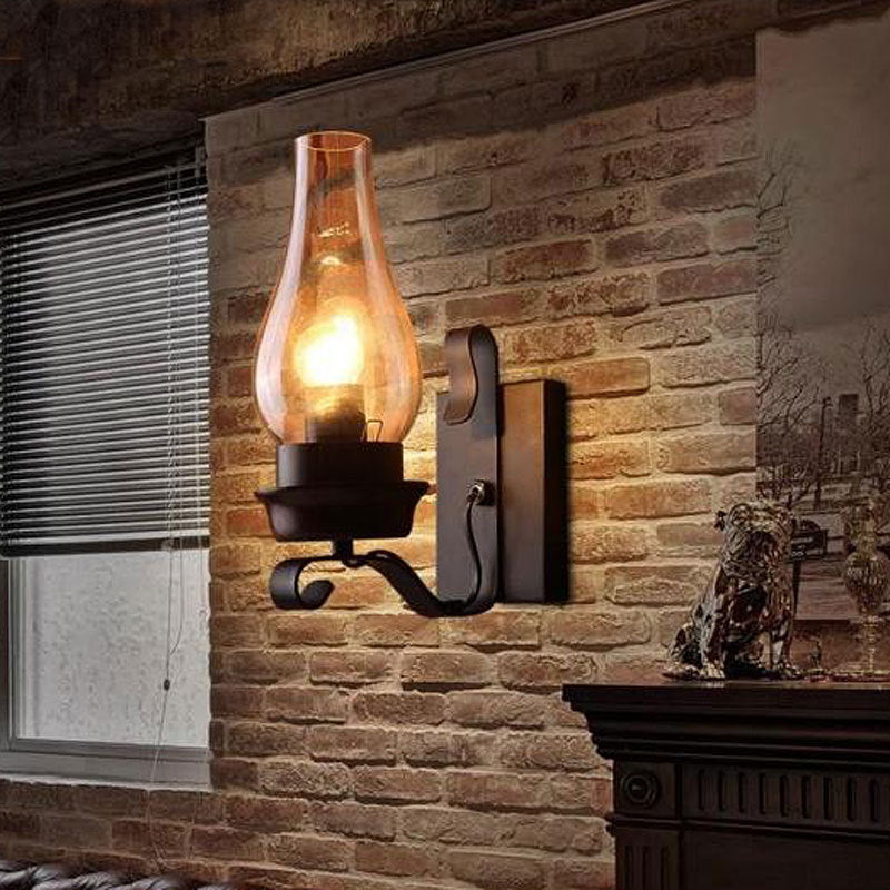 Retro industrial style wrought iron wall lamp