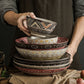 Individuality Stoneware Tableware Japanese Style Retro Plate Set