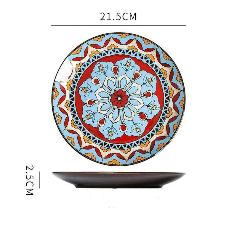 Hand painted ceramic plate round dinner plate