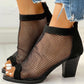 Large size thick heel mesh zipper sandals women