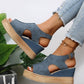 Peep Toe Sandals Women Wedge Heel Platform Buckle Shoes Summer