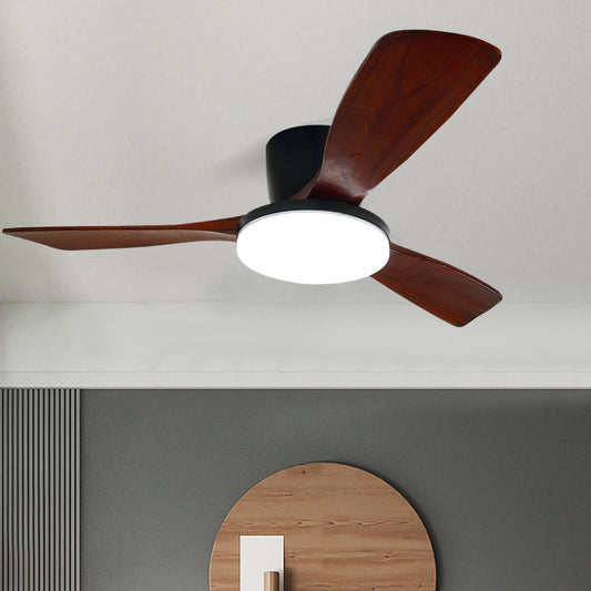 Solid Wood Nordic Headlamp Panel LED Ceiling Fan Lamp