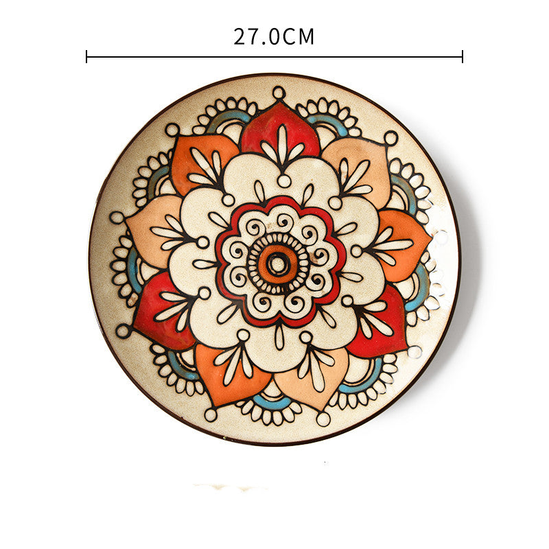 Hand painted ceramic plate round dinner plate