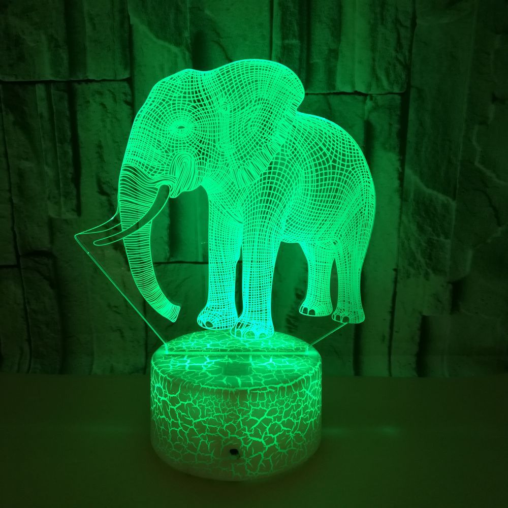 Elephant 3D Night Light Colorful Touch LED Visual Atmosphere Light