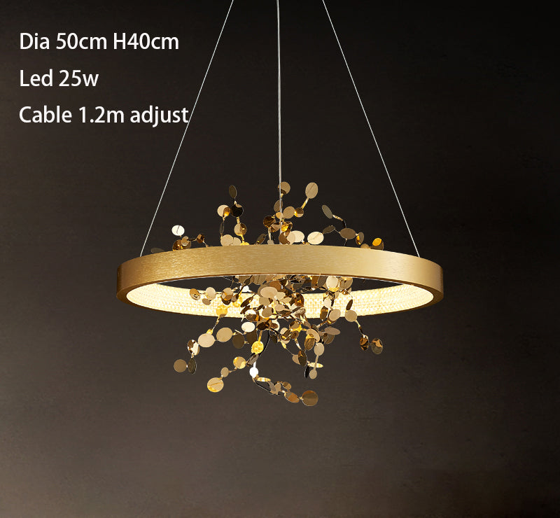 All Copper Living Room Pendant Lamp Modern Luxury Creative Circle Simple