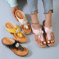 Flower Pearl Sandals Women Fashion Clip Toe Flip Flops Shoes Wedges Beach Shoes