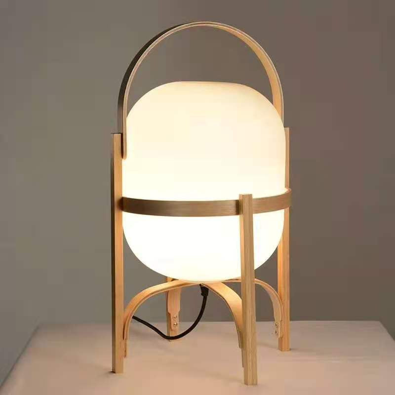 Solid Wood Designer Basket Glass Floor Lamp