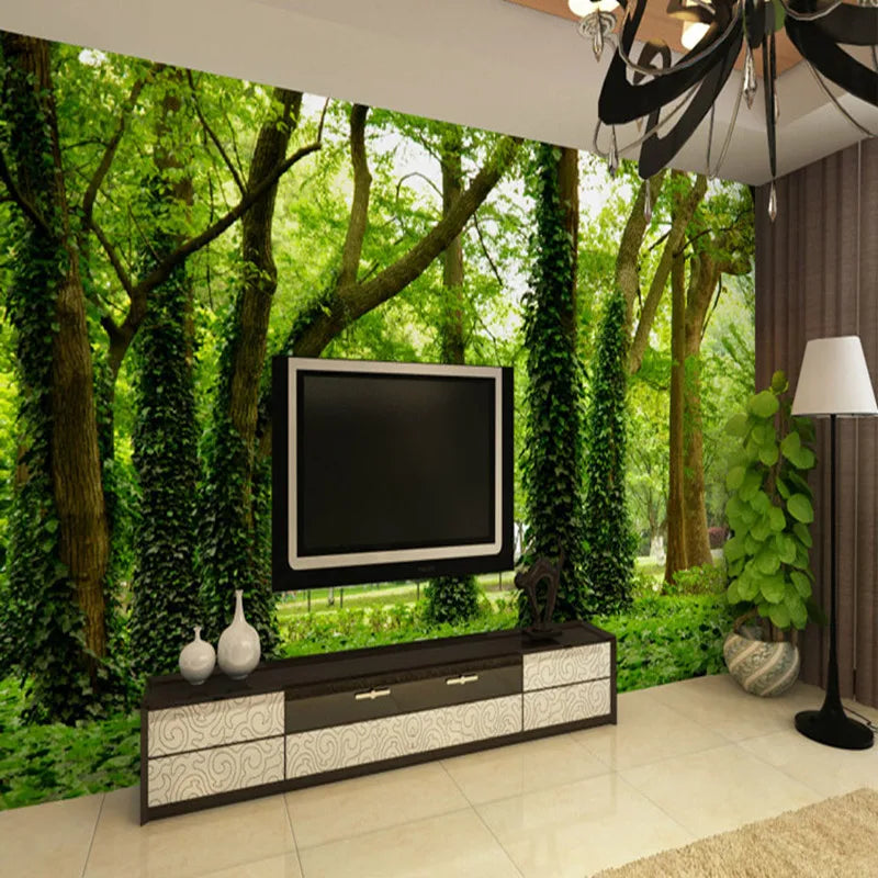 Photo Wallpaper Modern Simple Green Forest Nature Landscape 3D Panel Wall Mural Living Room Background Wall Home Decor Wallpaper