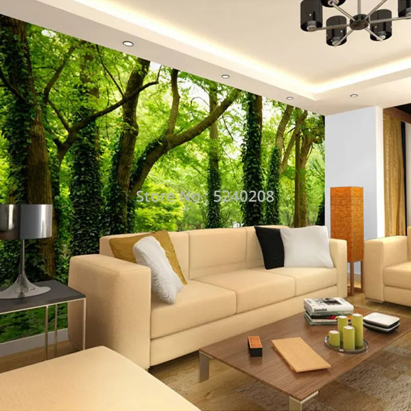 Photo Wallpaper Modern Simple Green Forest Nature Landscape 3D Panel Wall Mural Living Room Background Wall Home Decor Wallpaper