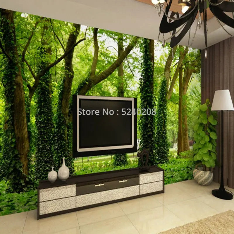 Photo Wallpaper Modern Simple Green Forest Nature Landscape 3D Panel Wall Mural Living Room Background Wall Home Decor Wallpaper