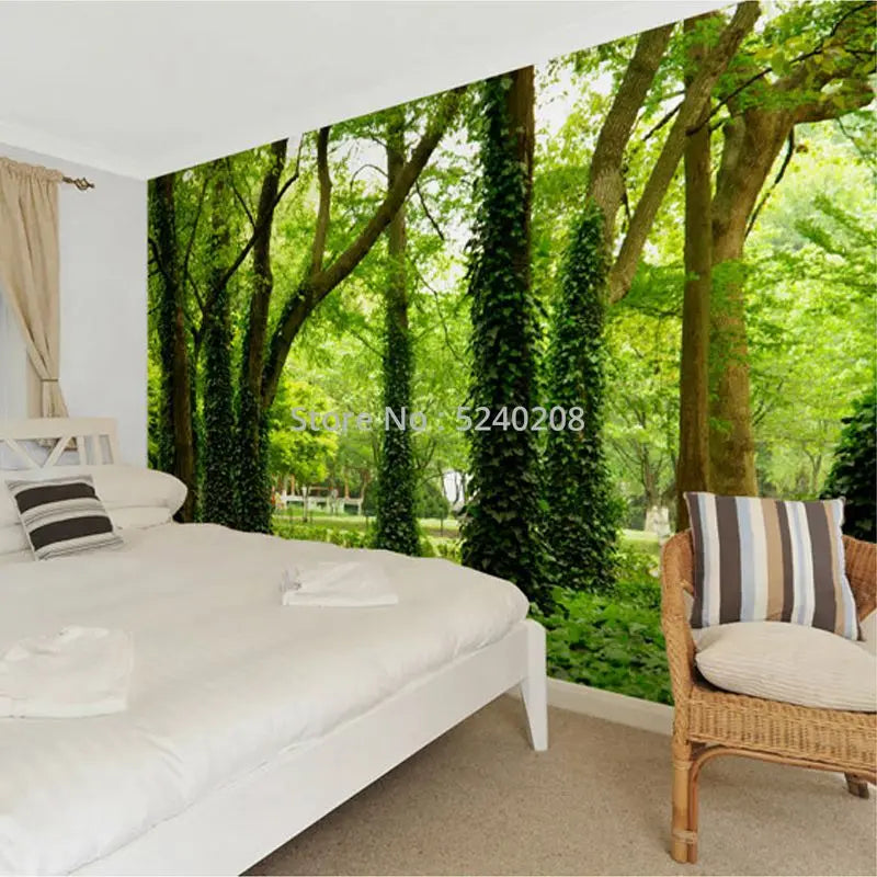 Photo Wallpaper Modern Simple Green Forest Nature Landscape 3D Panel Wall Mural Living Room Background Wall Home Decor Wallpaper