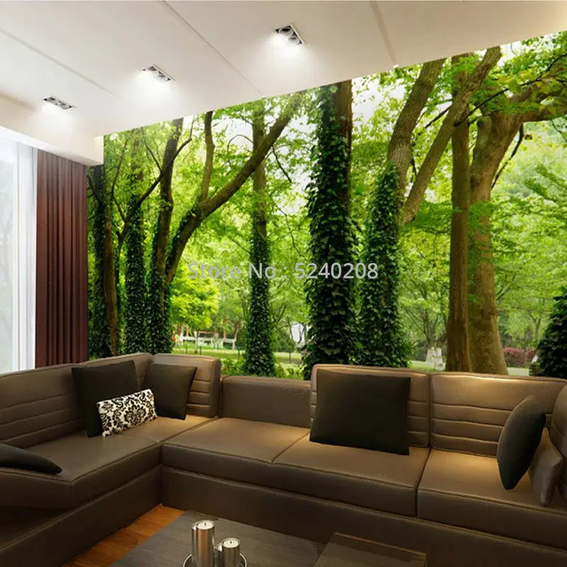 Photo Wallpaper Modern Simple Green Forest Nature Landscape 3D Panel Wall Mural Living Room Background Wall Home Decor Wallpaper