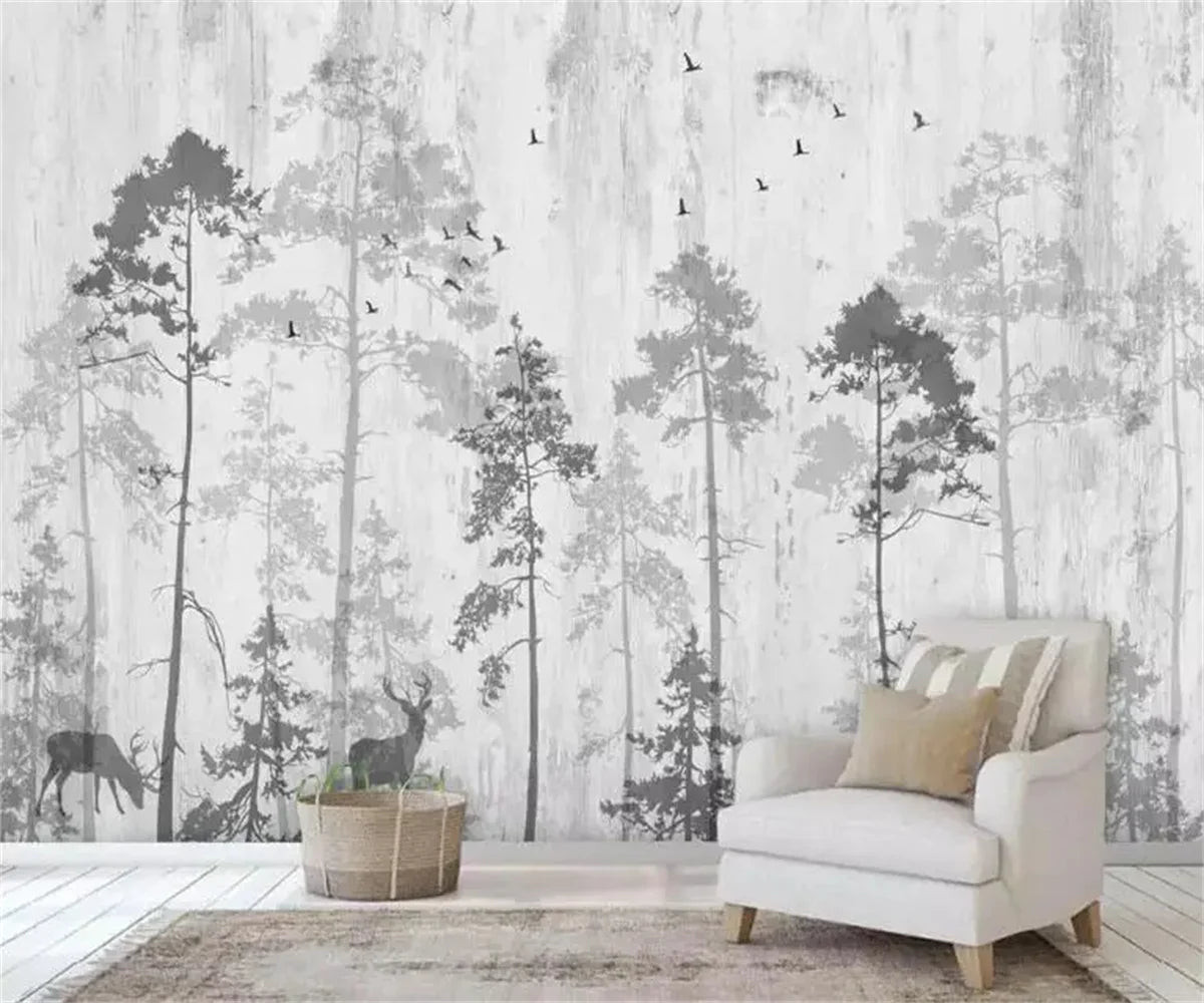 Custom photo wallpaper mural Nordic hand-painted dream forest elk TV background wall papel de parede 3d wallpaper