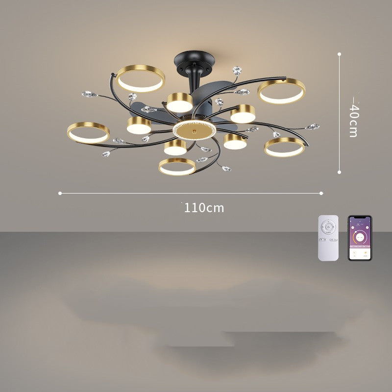 Living Room Nordic Luxury Intelligent APP Ceiling Fan Ceiling Light