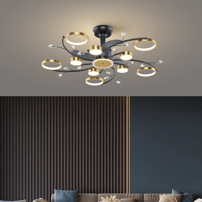 Living Room Nordic Luxury Intelligent APP Ceiling Fan Ceiling Light