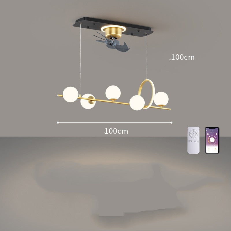 Living Room Nordic Luxury Intelligent APP Ceiling Fan Ceiling Light