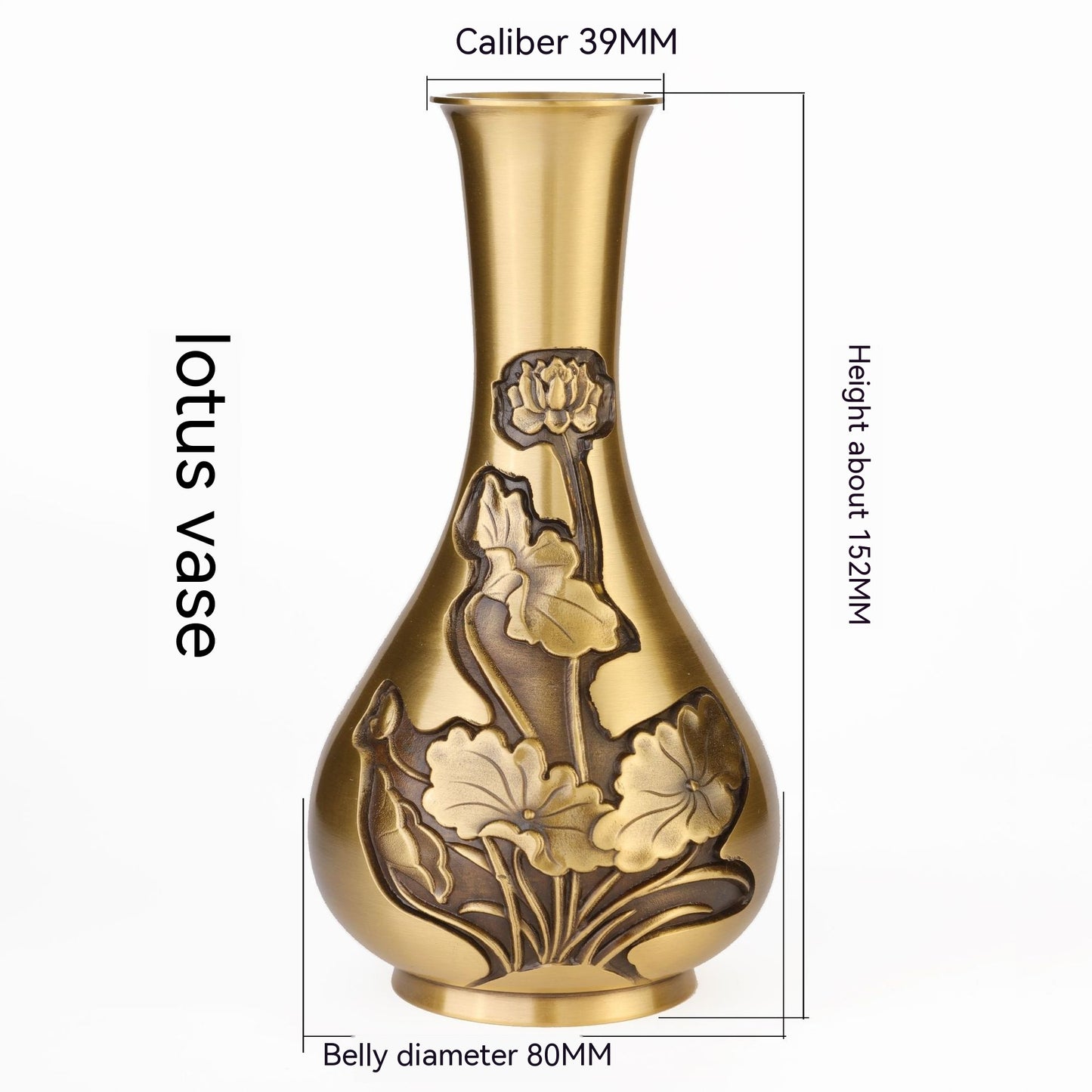 Pure Brass Vase Carving Decoration Mini