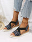 Summer Wedge Sandals Women Fashion Pattern Ankle-strap Buckle Sandals Women