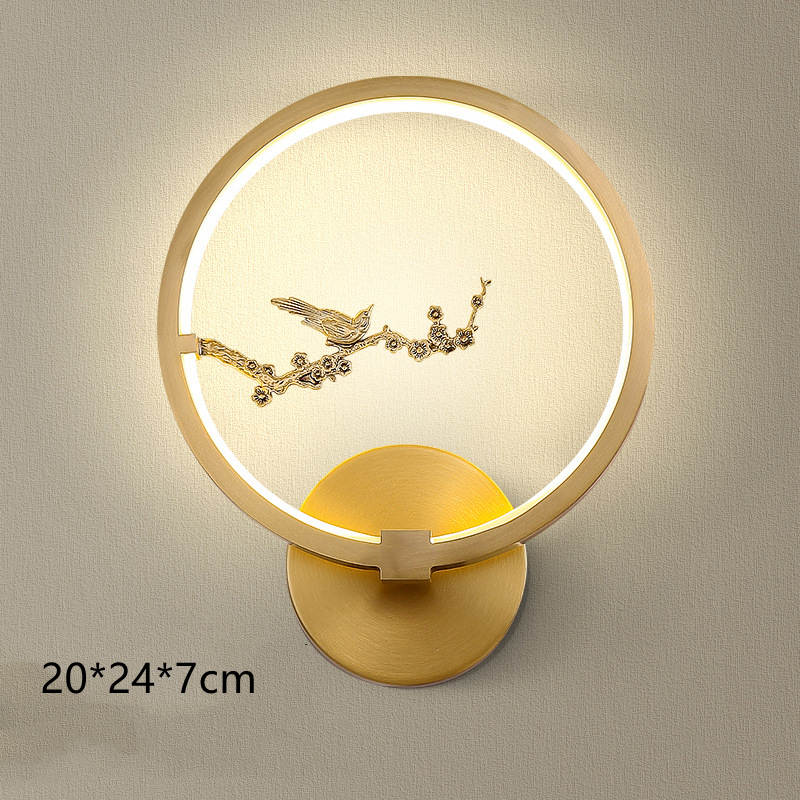 Light Luxury Background Wall Modern Zen Round Copper Wall Lamp