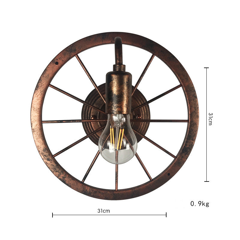 Retro Wheel Wall Lamp Industrial Style Personality American