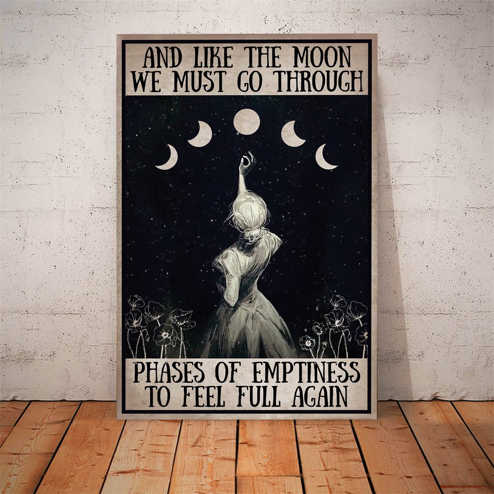 Vintage Moon Phase Poster Wall Art Canvas Painting | Decor Gifts and More