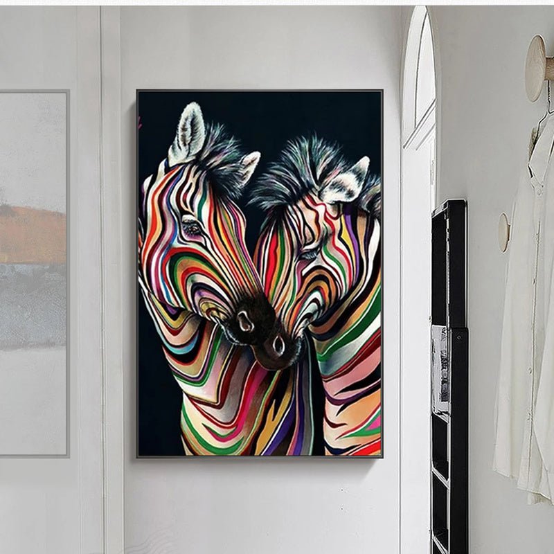 Modern Abstract Zebra Canvas Painting Wall Art Poster | Decor Gifts and More