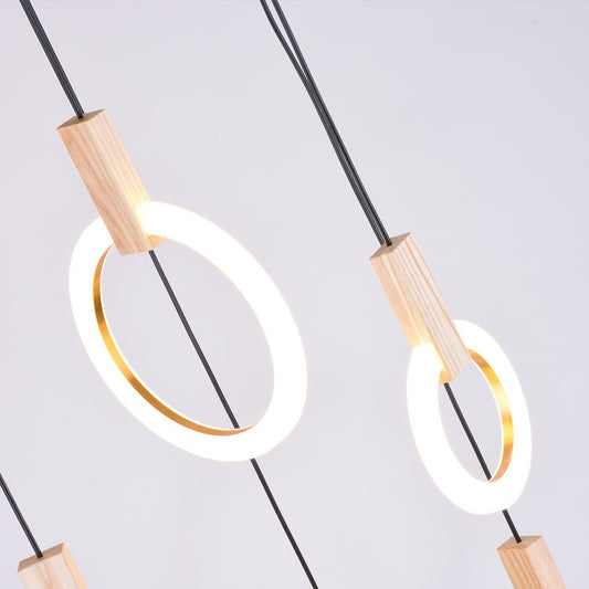 Acrylic Ring Fixtures Wood Hanging Lights