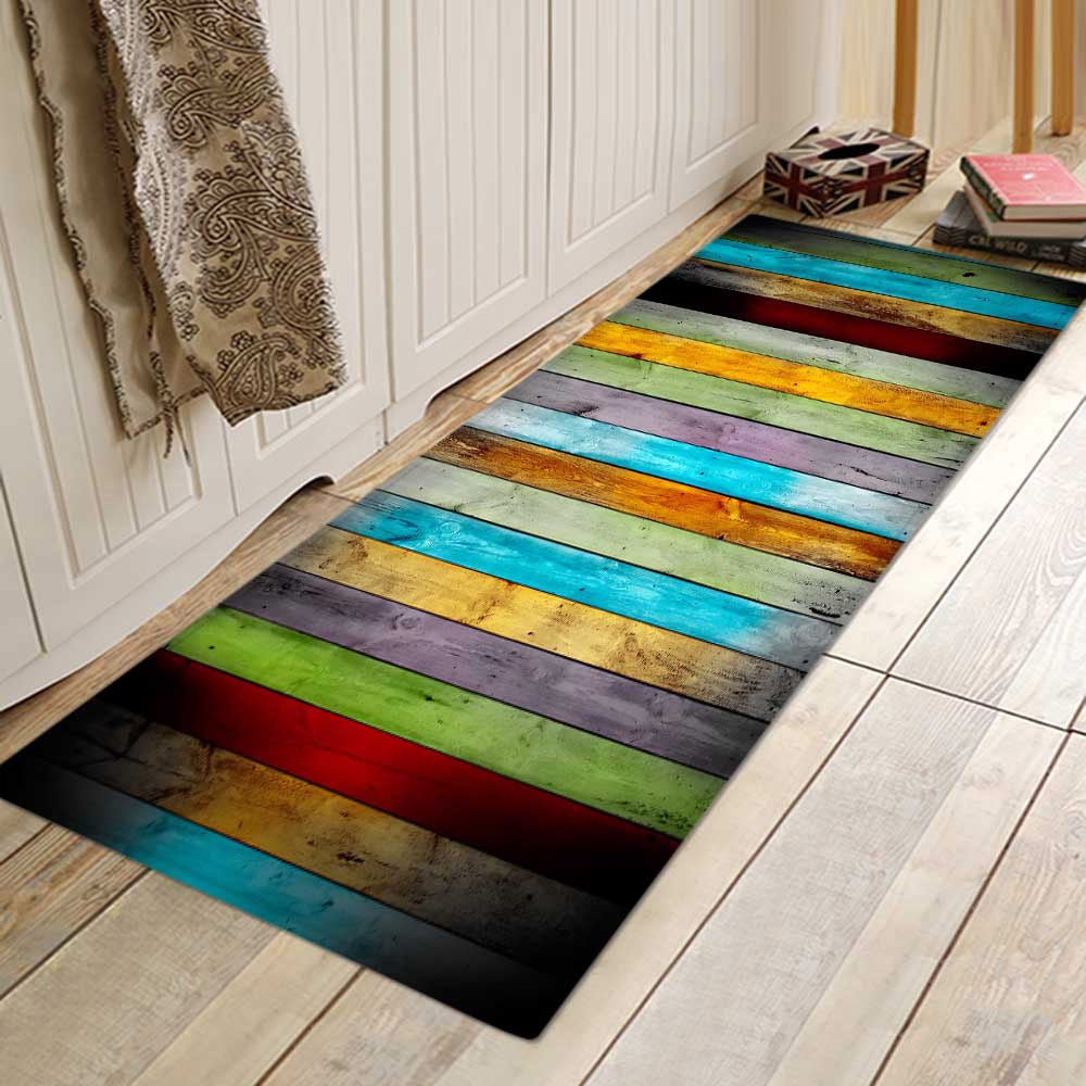 Kitchen Mat Bedroom Living Room Carpet Entrance Doormat Home Hallway Balcony Floor Mat Wood Pattern Bathroom Anti-Slip Long Rug | Decor Gifts and More