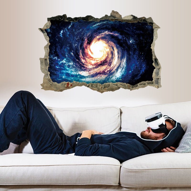 New Wall Stickers Broken Wall Starry Sky Series Galaxy Black Hole Vortex Home Decoration Removable | Decor Gifts and More